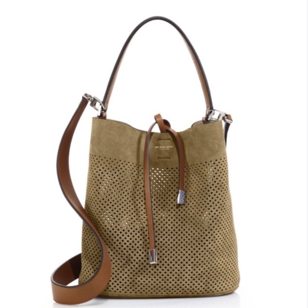 Michael Kors Collection 'Medium Miranda' Perforated Suede Bucket Bag